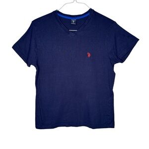 U.S. Polo Assn Womens Blue V-Neck T-Shirt Small
